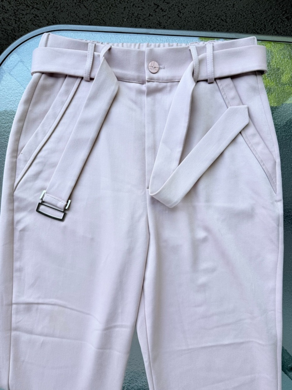 ORTTU Men's Pale Pink Belted Chinos